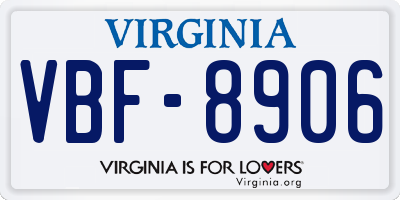VA license plate VBF8906