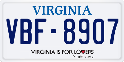 VA license plate VBF8907