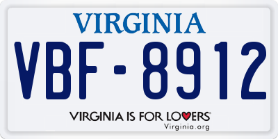 VA license plate VBF8912