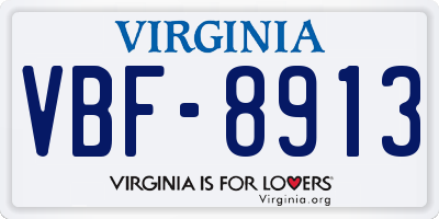 VA license plate VBF8913