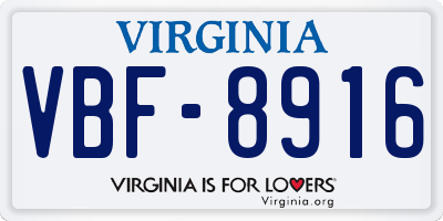 VA license plate VBF8916