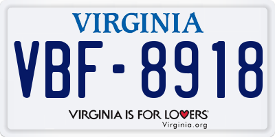 VA license plate VBF8918