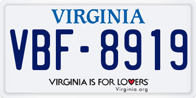 VA license plate VBF8919