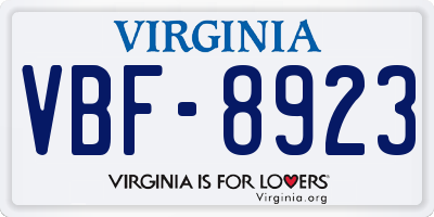 VA license plate VBF8923