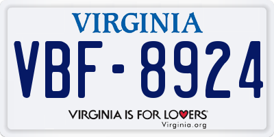 VA license plate VBF8924