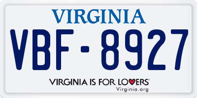 VA license plate VBF8927