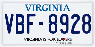 VA license plate VBF8928