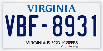 VA license plate VBF8931