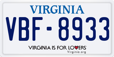 VA license plate VBF8933