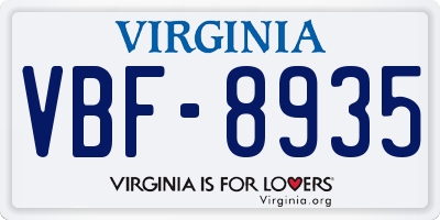 VA license plate VBF8935