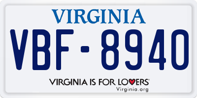 VA license plate VBF8940