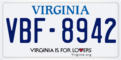 VA license plate VBF8942