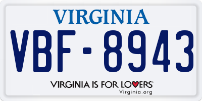 VA license plate VBF8943