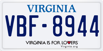 VA license plate VBF8944