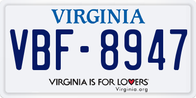 VA license plate VBF8947