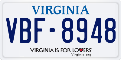 VA license plate VBF8948