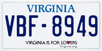 VA license plate VBF8949
