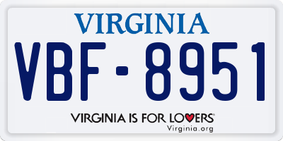 VA license plate VBF8951