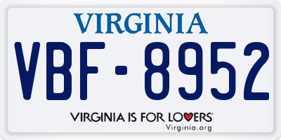 VA license plate VBF8952