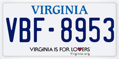 VA license plate VBF8953