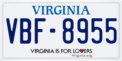 VA license plate VBF8955