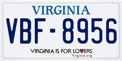 VA license plate VBF8956