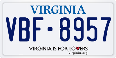 VA license plate VBF8957