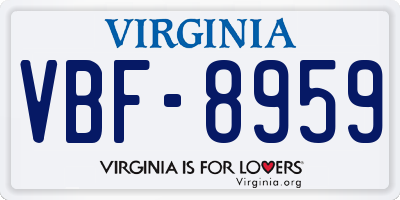 VA license plate VBF8959