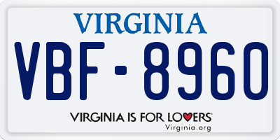 VA license plate VBF8960