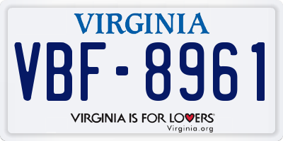 VA license plate VBF8961