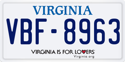 VA license plate VBF8963