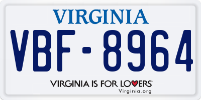 VA license plate VBF8964