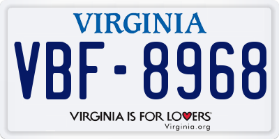 VA license plate VBF8968