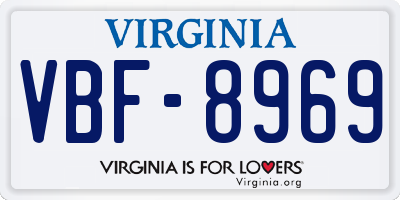 VA license plate VBF8969