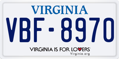 VA license plate VBF8970