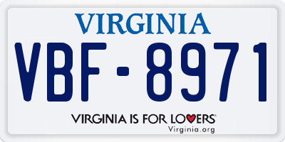VA license plate VBF8971