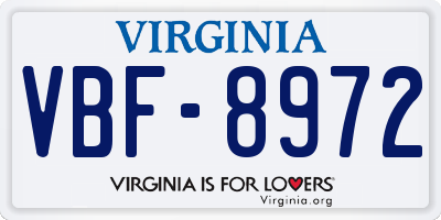 VA license plate VBF8972