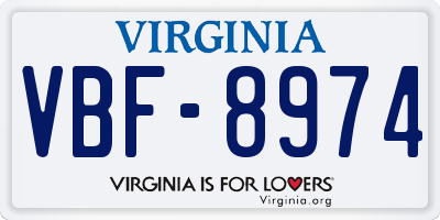 VA license plate VBF8974