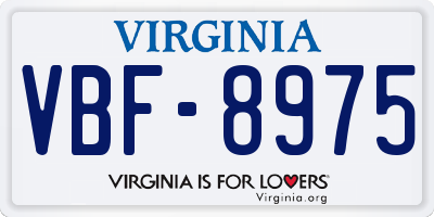 VA license plate VBF8975