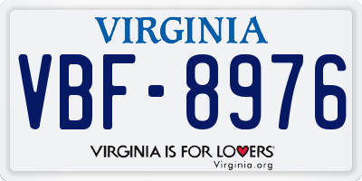 VA license plate VBF8976