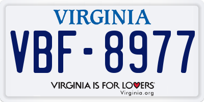 VA license plate VBF8977