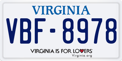 VA license plate VBF8978