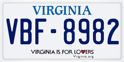 VA license plate VBF8982