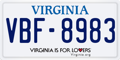 VA license plate VBF8983