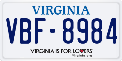 VA license plate VBF8984
