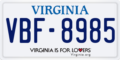 VA license plate VBF8985