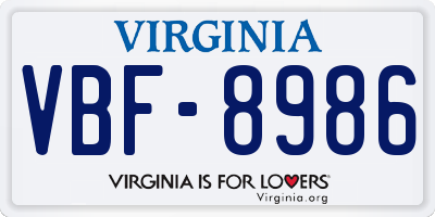 VA license plate VBF8986