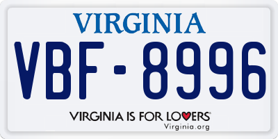 VA license plate VBF8996
