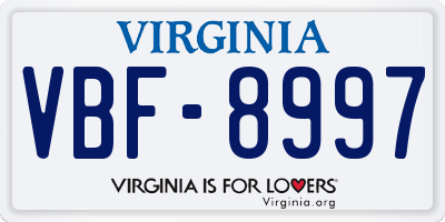 VA license plate VBF8997