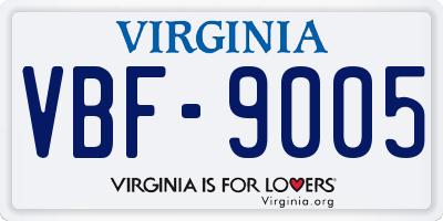 VA license plate VBF9005